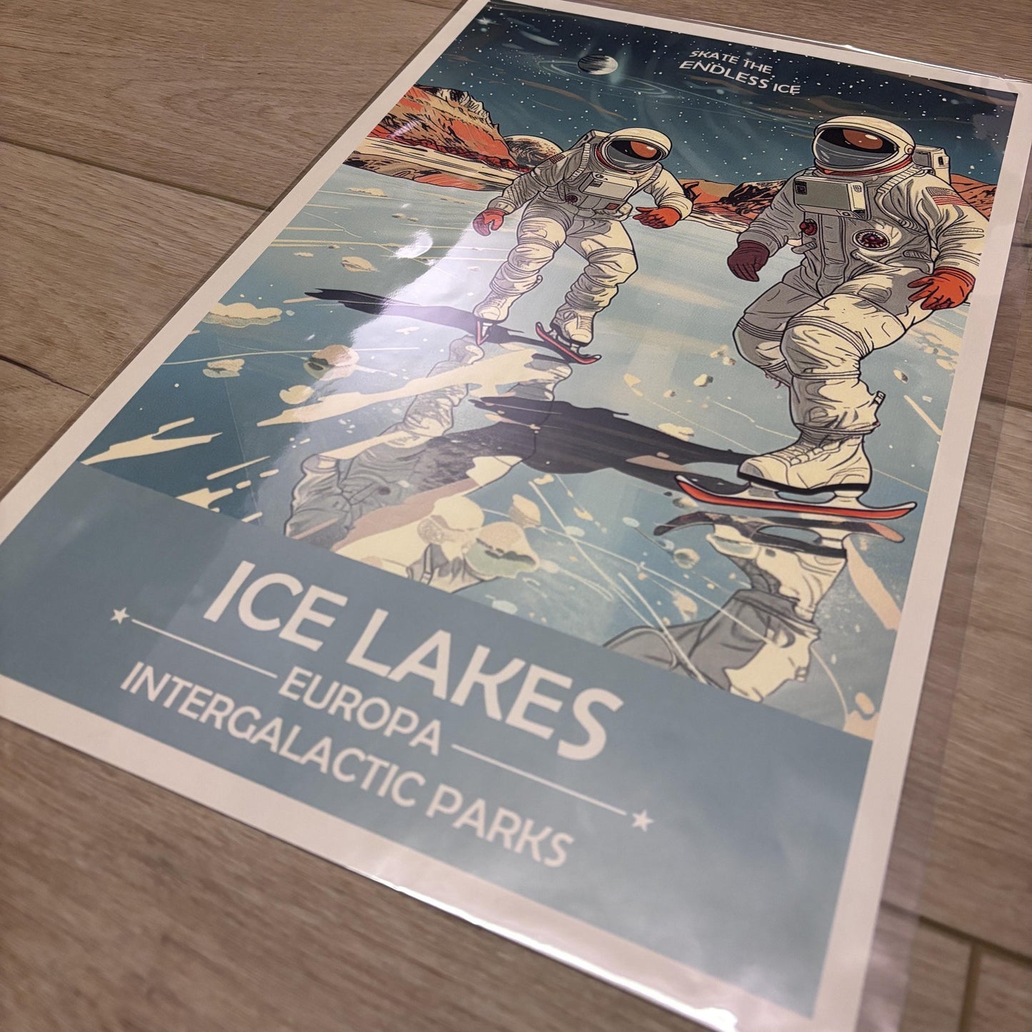 Ice Lakes of Europa Art Print | Collectible Retro Futuristic Space Wall Art | NASA Poster | Milky Way Galaxy | Sol Solar System