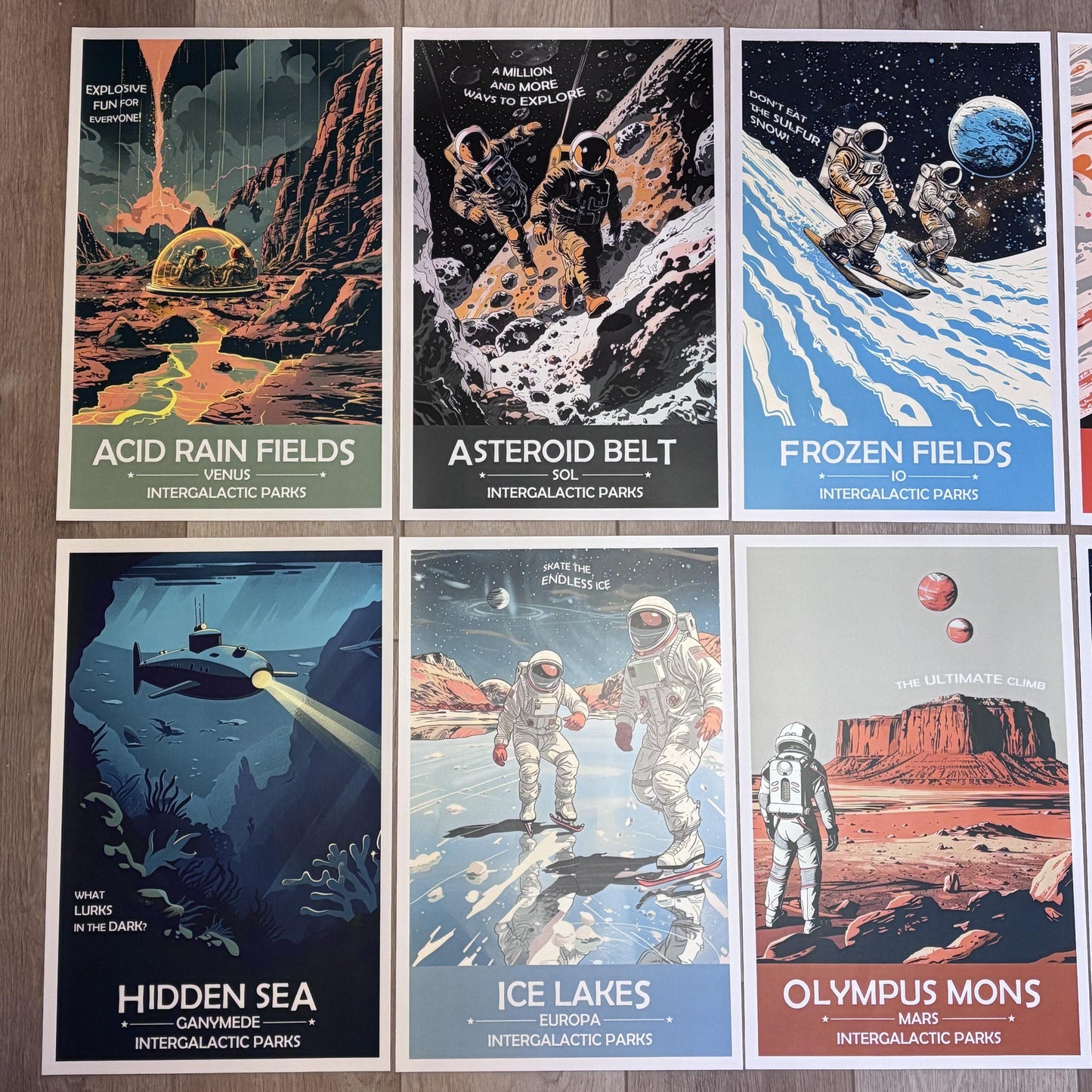 FULL Set of 10 Space Prints Intergalactic Parks Vol 1: Sol - A Journey Through the Solar System | Retro Futuristic NASA Space Poster