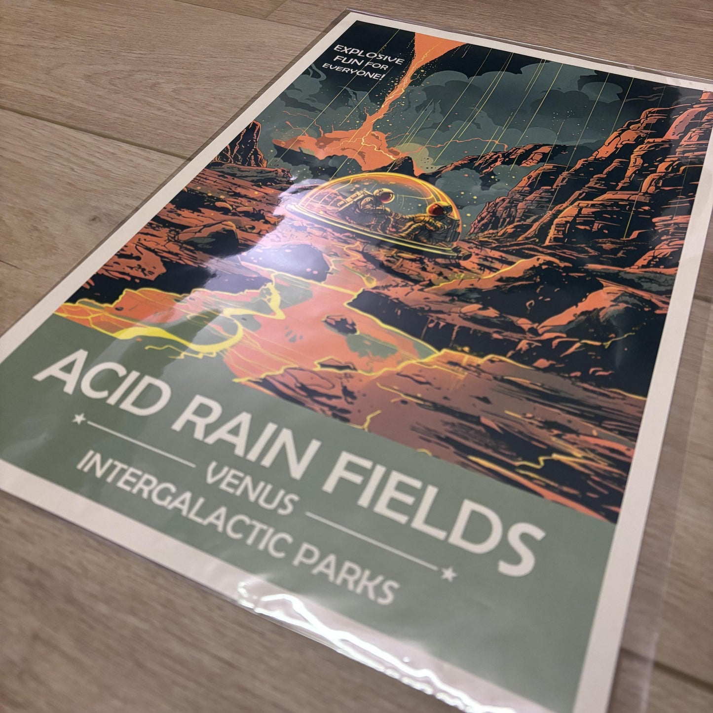 Acid Rain Fields of Venus Art Print | Collectible Retro Futuristic Space Wall Art | NASA Poster | Milky Way Galaxy | Sol Solar System