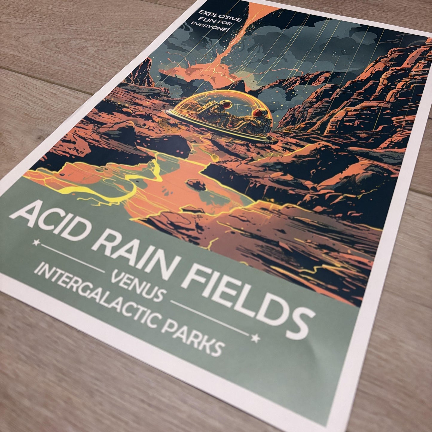 Acid Rain Fields of Venus Art Print | Collectible Retro Futuristic Space Wall Art | NASA Poster | Milky Way Galaxy | Sol Solar System