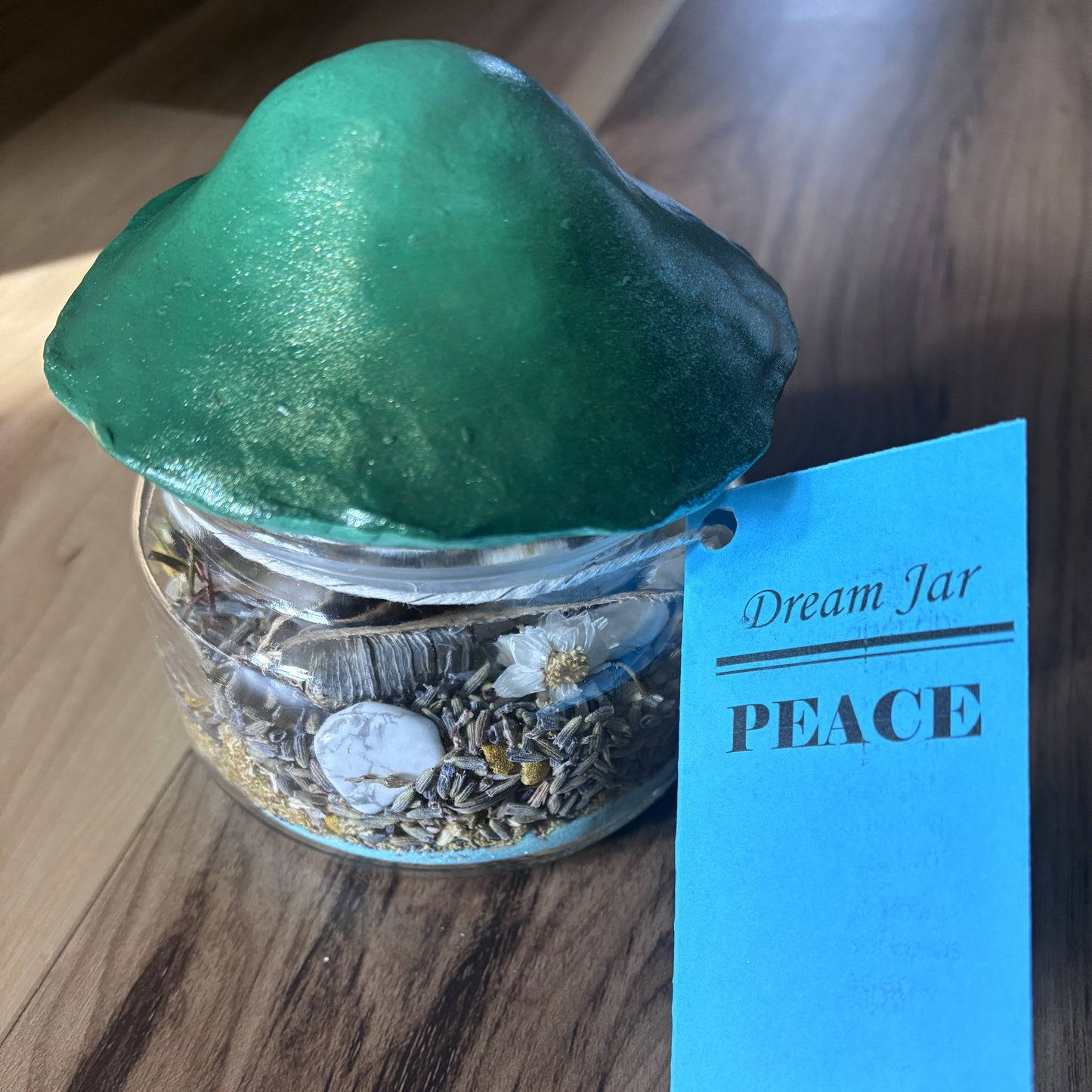 Peace Dream Jar with Mushroom Top | Premade Spell Jar | Wish Jar | Manifest Calm and Compassion | Protect Your Peace | Attract Serentity