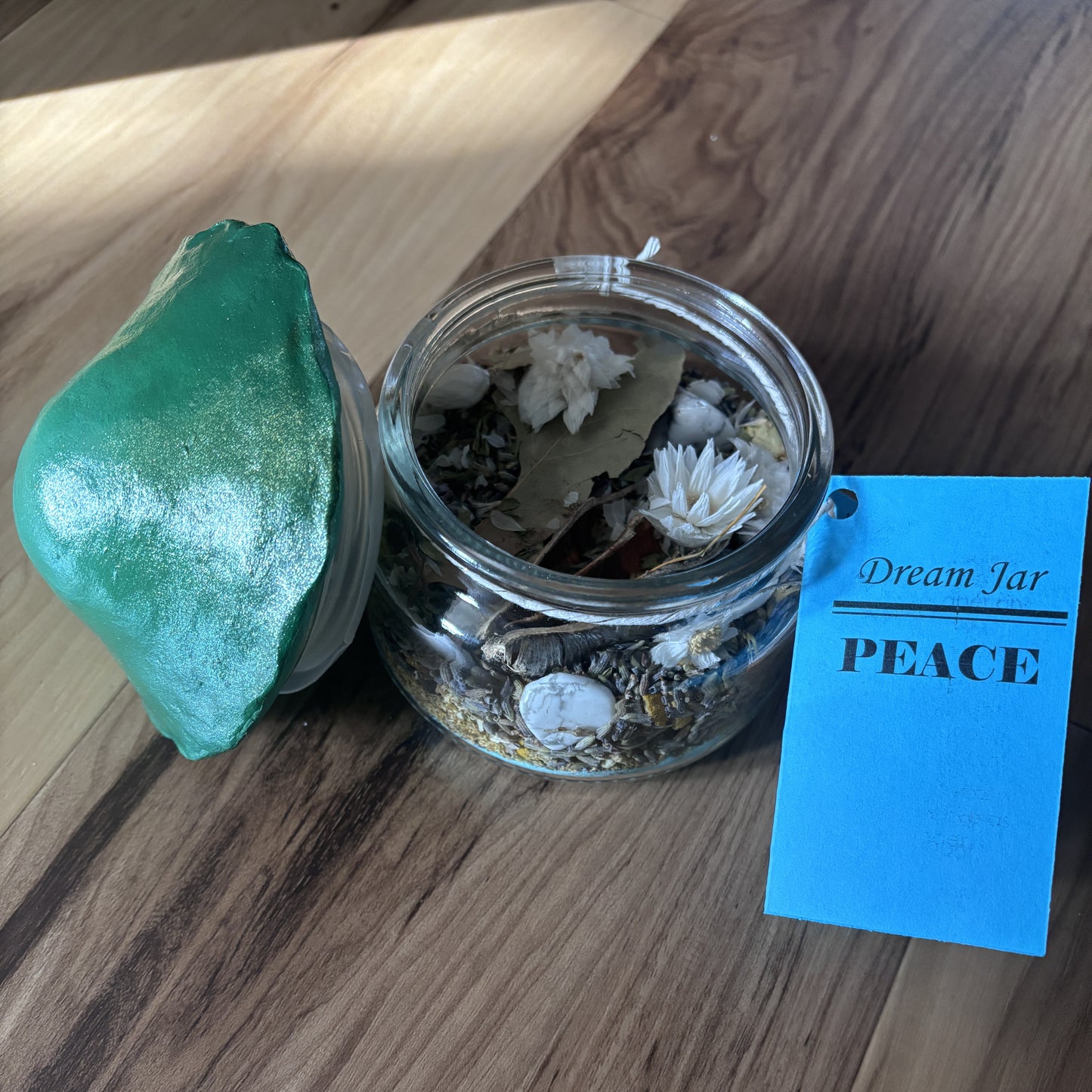 Peace Dream Jar with Mushroom Top | Premade Spell Jar | Wish Jar | Manifest Calm and Compassion | Protect Your Peace | Attract Serentity