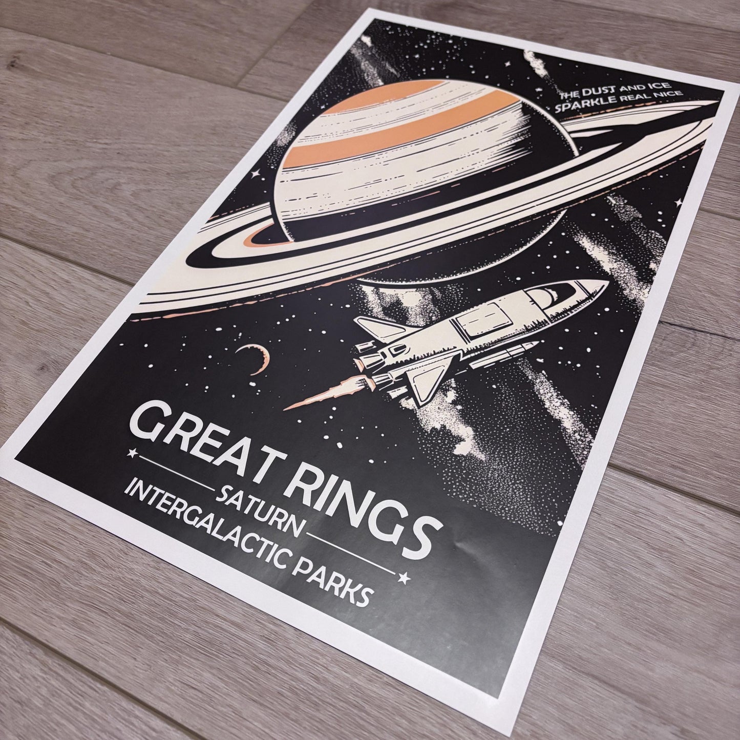 Great Rings of Saturn Art Print | Collectible Retro Futuristic Space Wall Art | NASA Poster | Milky Way Galaxy | Sol Solar System