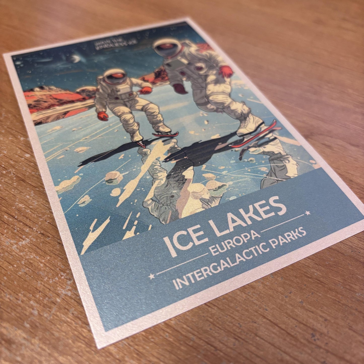 Ice Lakes of Europa Art Print | Collectible Retro Futuristic Space Wall Art | NASA Poster | Milky Way Galaxy | Sol Solar System