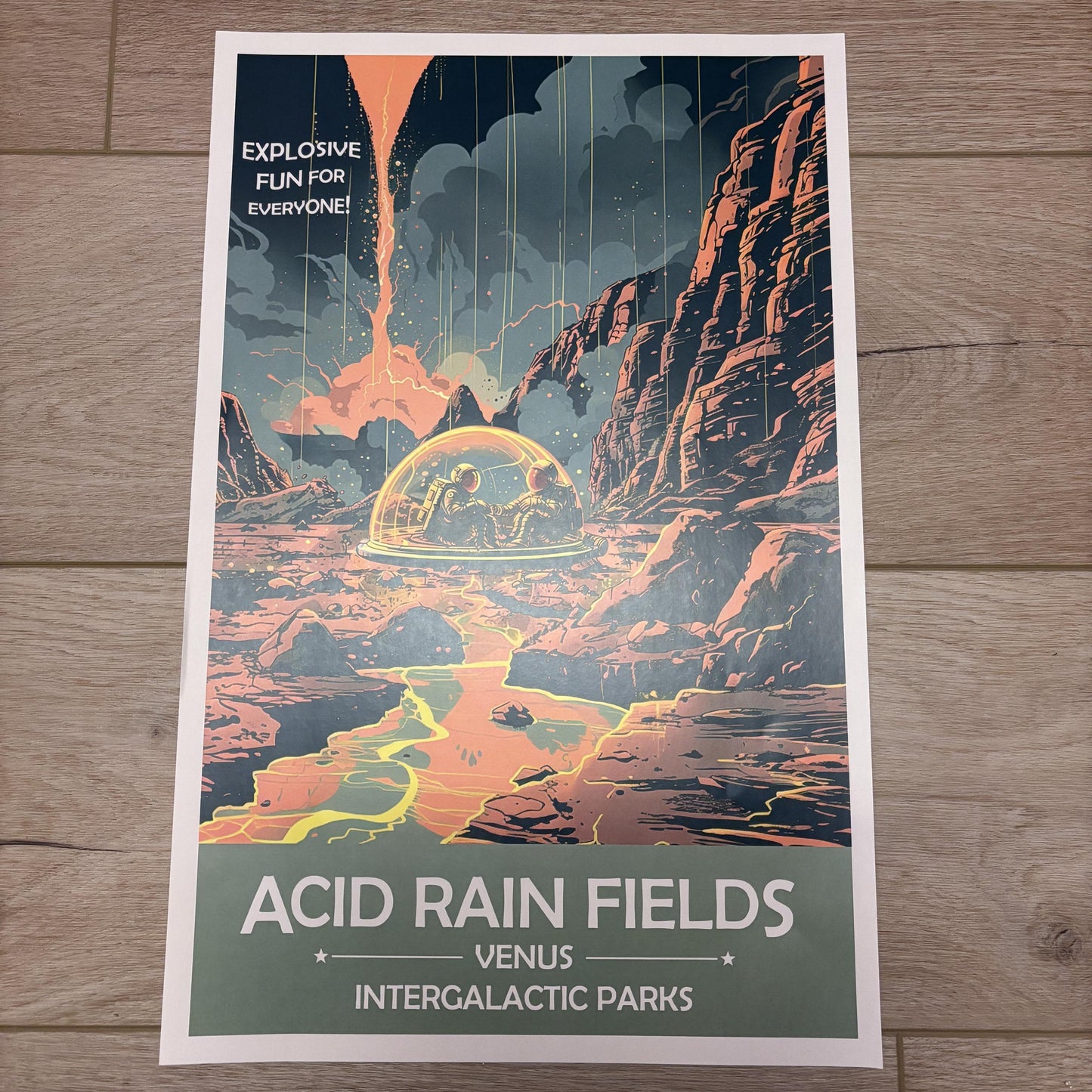 Acid Rain Fields of Venus Art Print | Collectible Retro Futuristic Space Wall Art | NASA Poster | Milky Way Galaxy | Sol Solar System