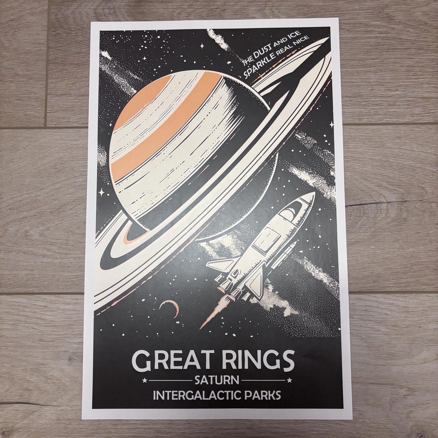 Great Rings of Saturn Art Print | Collectible Retro Futuristic Space Wall Art | NASA Poster | Milky Way Galaxy | Sol Solar System