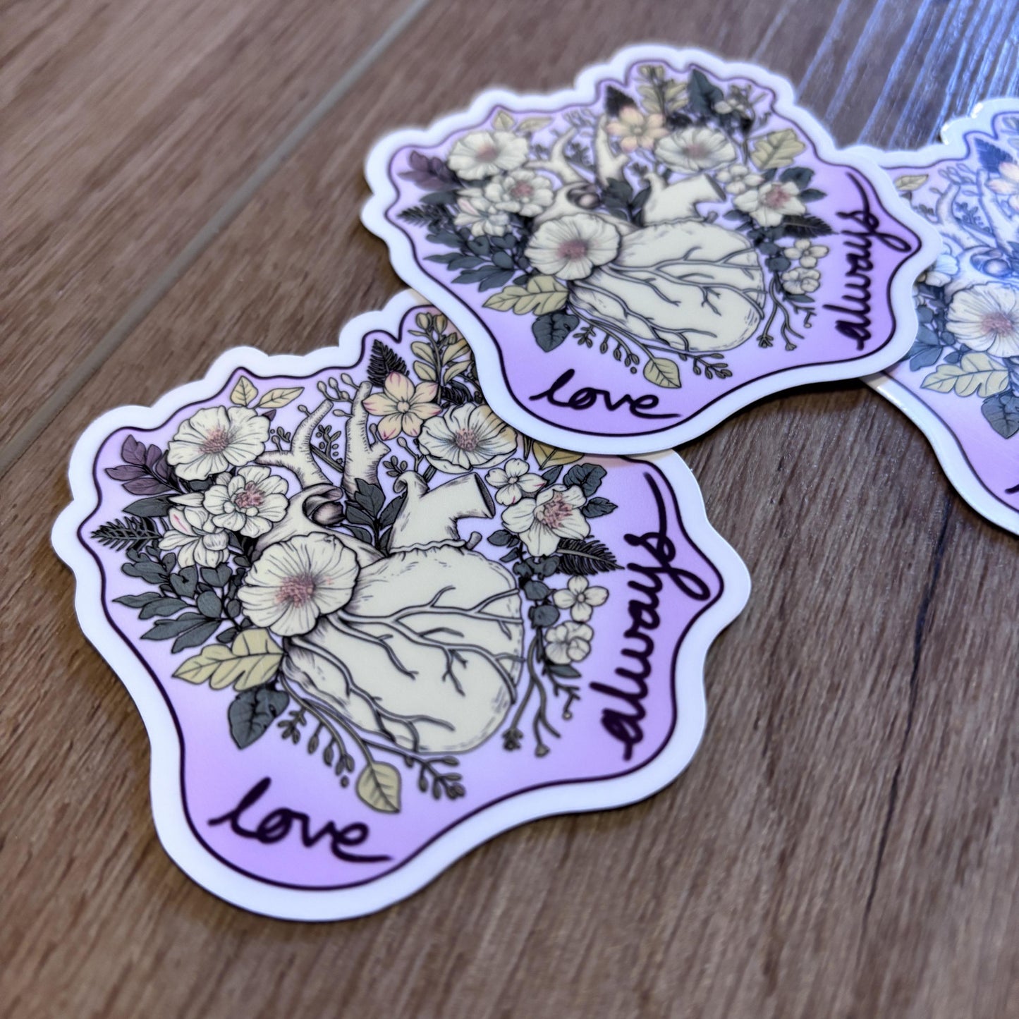 Love Always Sticker | Waterproof Decal for Laptop, Waterbottle, Notebook | Heart Blossoming