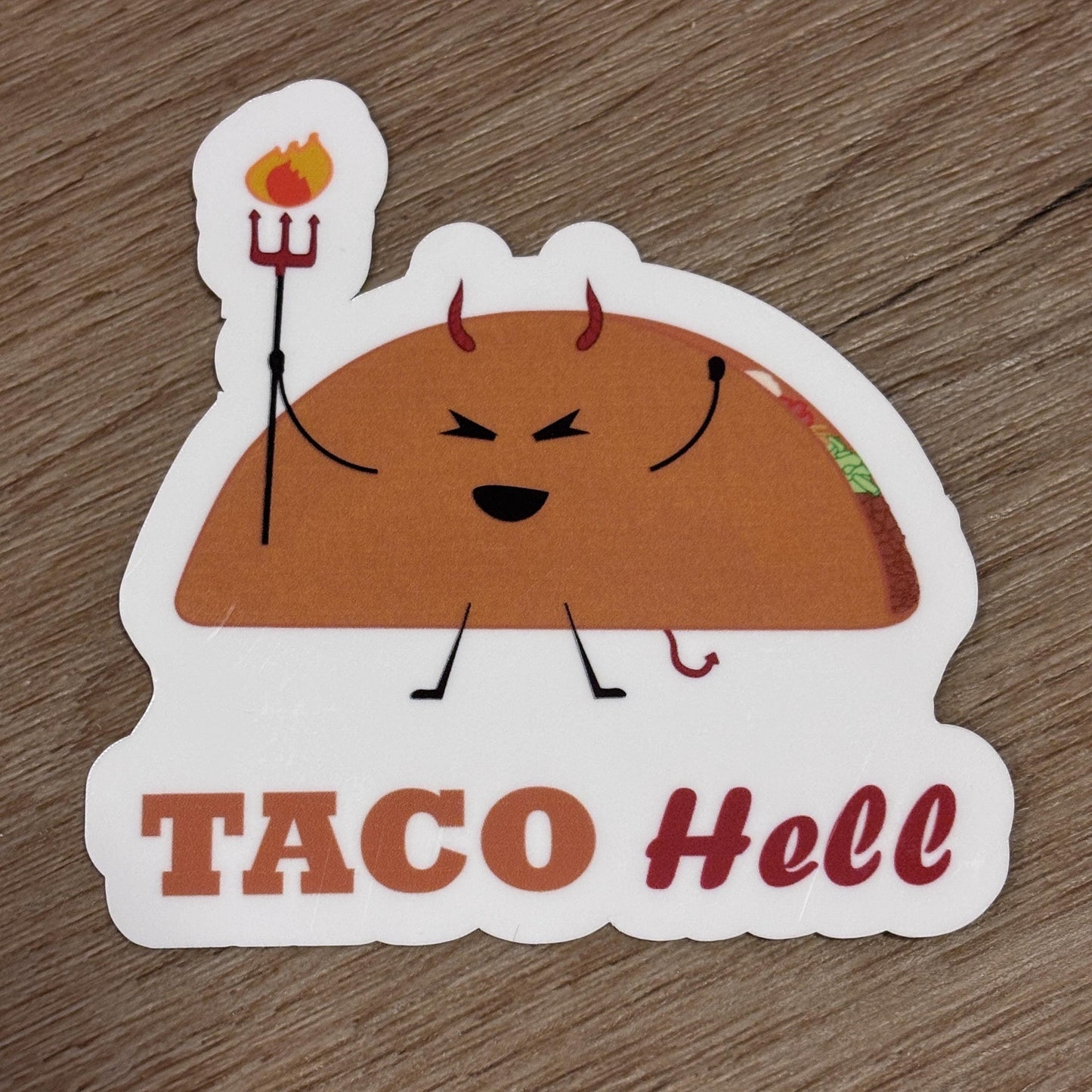 Taco Hell Sticker | Waterproof Decal for Laptop, Waterbottle, Notebook | Food Pun | Taco Bell