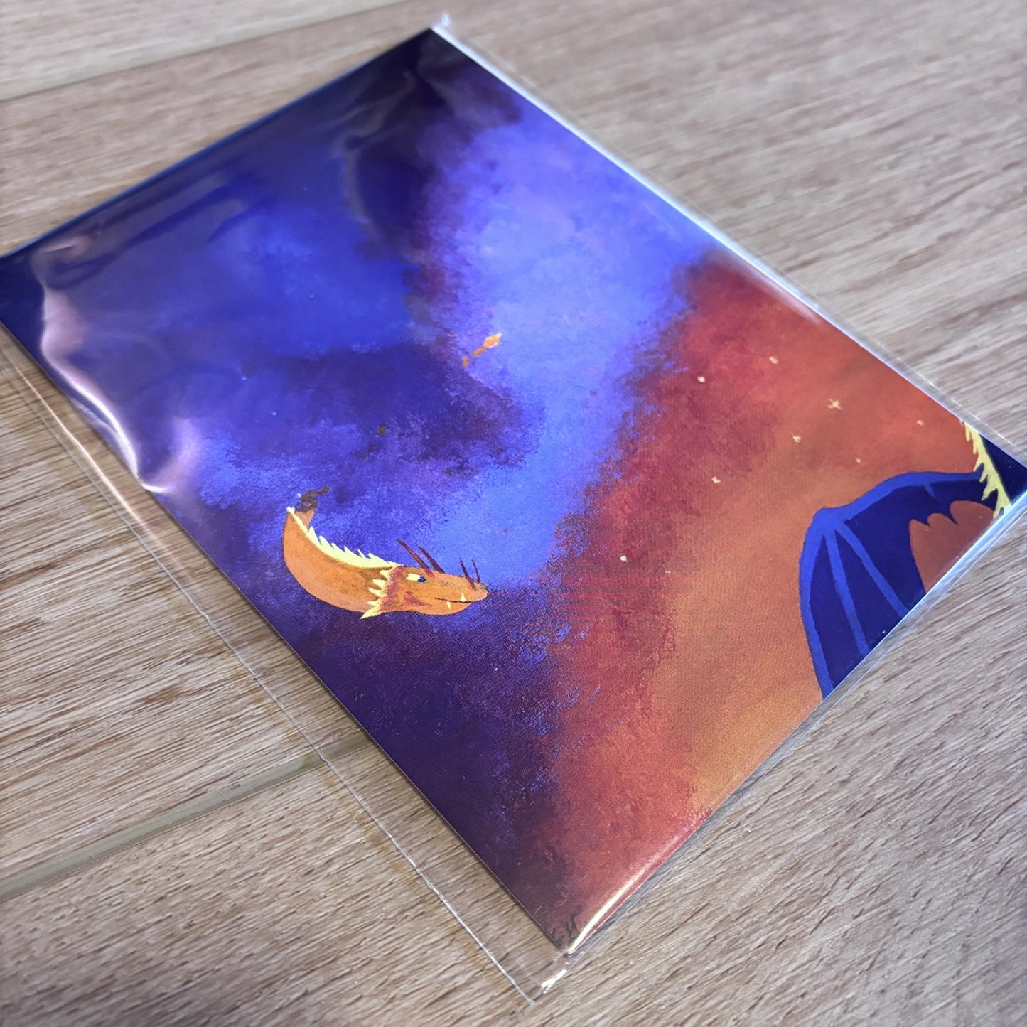 The Storm Has Passed 5x7 Small Art Print | Dragons | Dreamy Sunset | Dark Skies | Moody Acrylic Painting