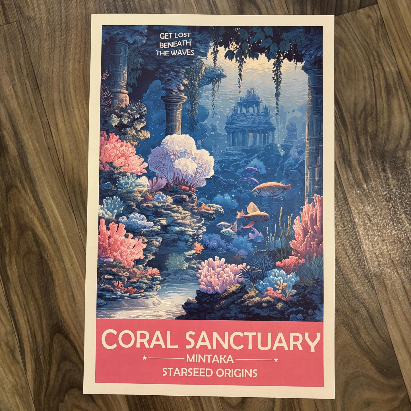Mintakan Starseed Coral Sanctuary Art Print | Retro Futuristic Space Poster
