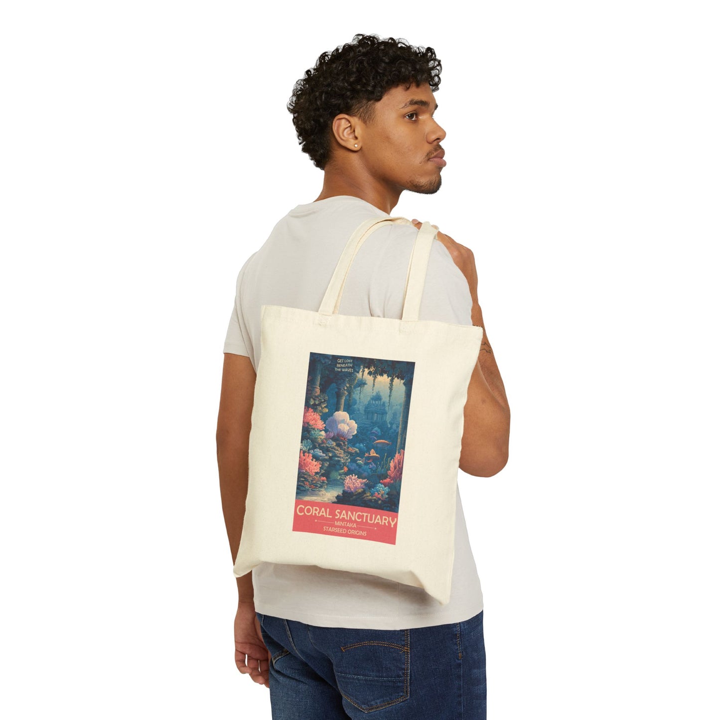 Mintakan Starseed Coral Sanctuary Tote | Reusable Cotton Canvas Bag