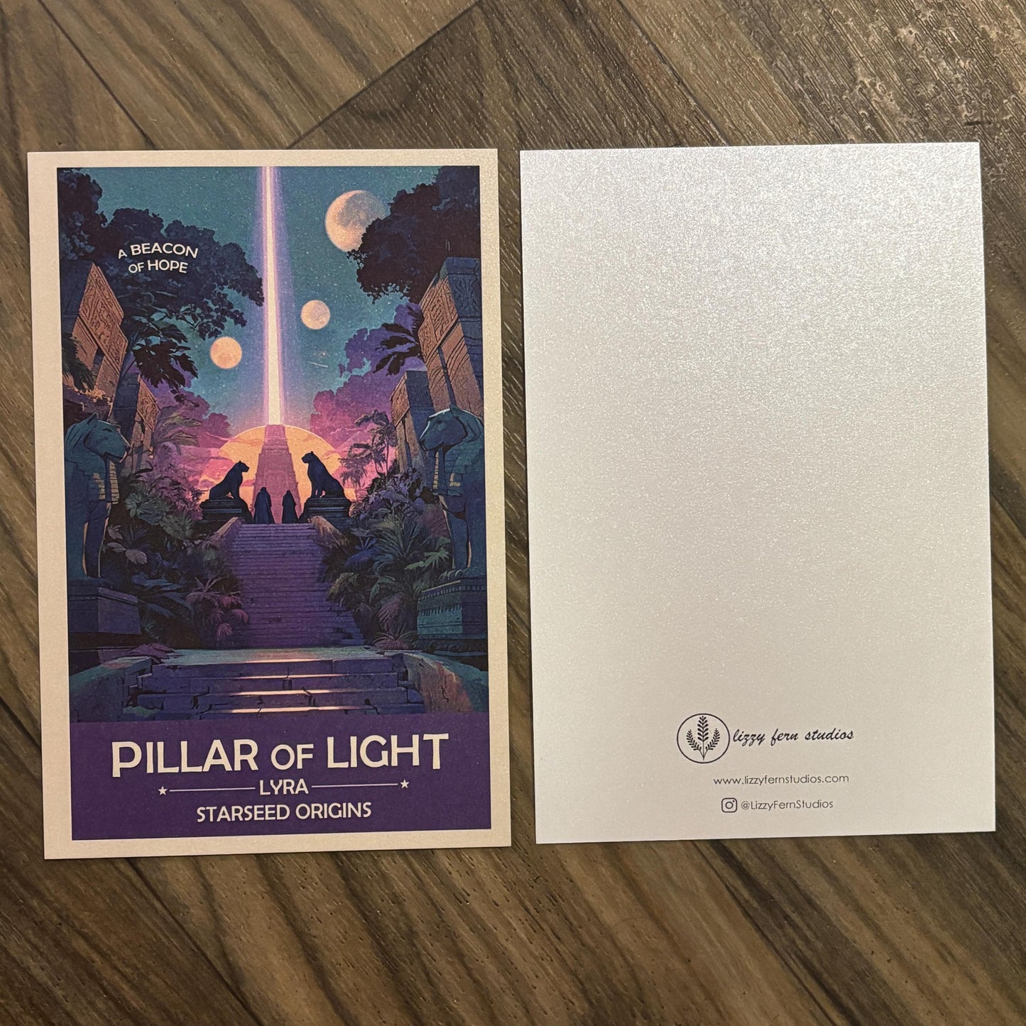 Lyran Starseed Pillar of Light Art Print | Retro Futuristic Space Poster