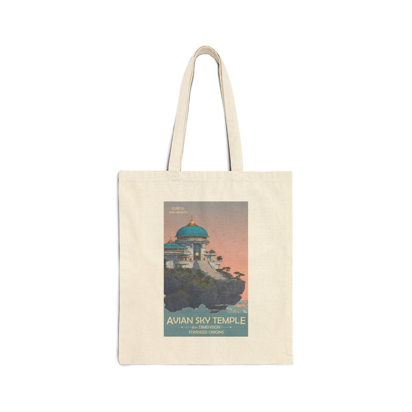6th Dimension Starseed Avian Sky Temple Tote | Reusable Cotton Canvas Bag