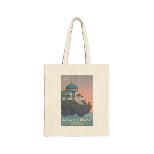 6th Dimension Starseed Avian Sky Temple Tote | Reusable Cotton Canvas Bag