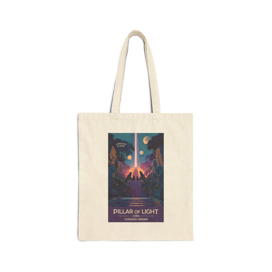 Lyran Starseed Pillar of Light Tote | Reusable Cotton Canvas Bag