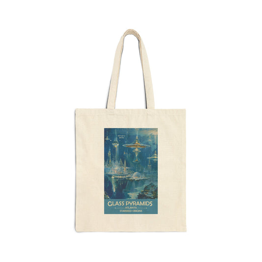 Atlantis Glass Pyramids Tote | Reusable Cotton Canvas Bag