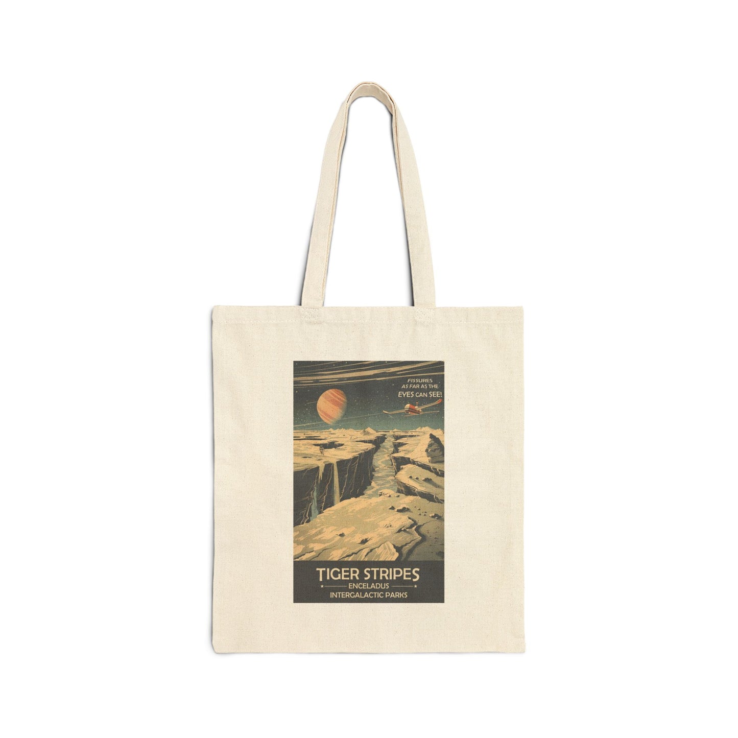 Retro Space Poster Tote Bag — "Tiger Stripes" Canvas Market Tote