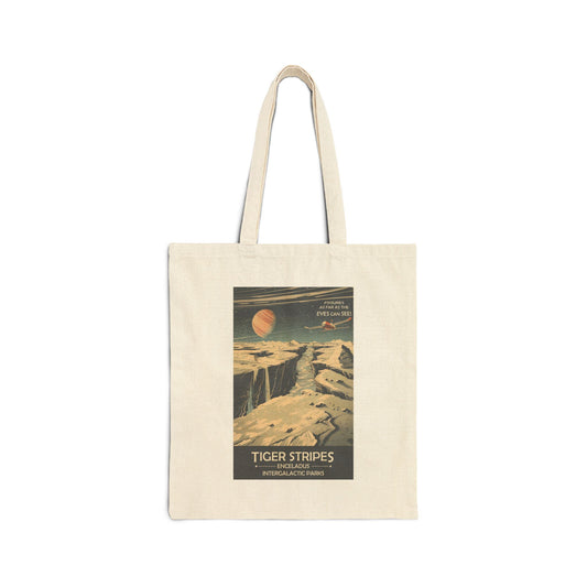 Retro Space Poster Tote Bag — "Tiger Stripes" Canvas Market Tote