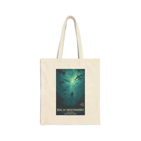 Sea of Nightmares Tote | Reusable Cotton Canvas Bag | Shark