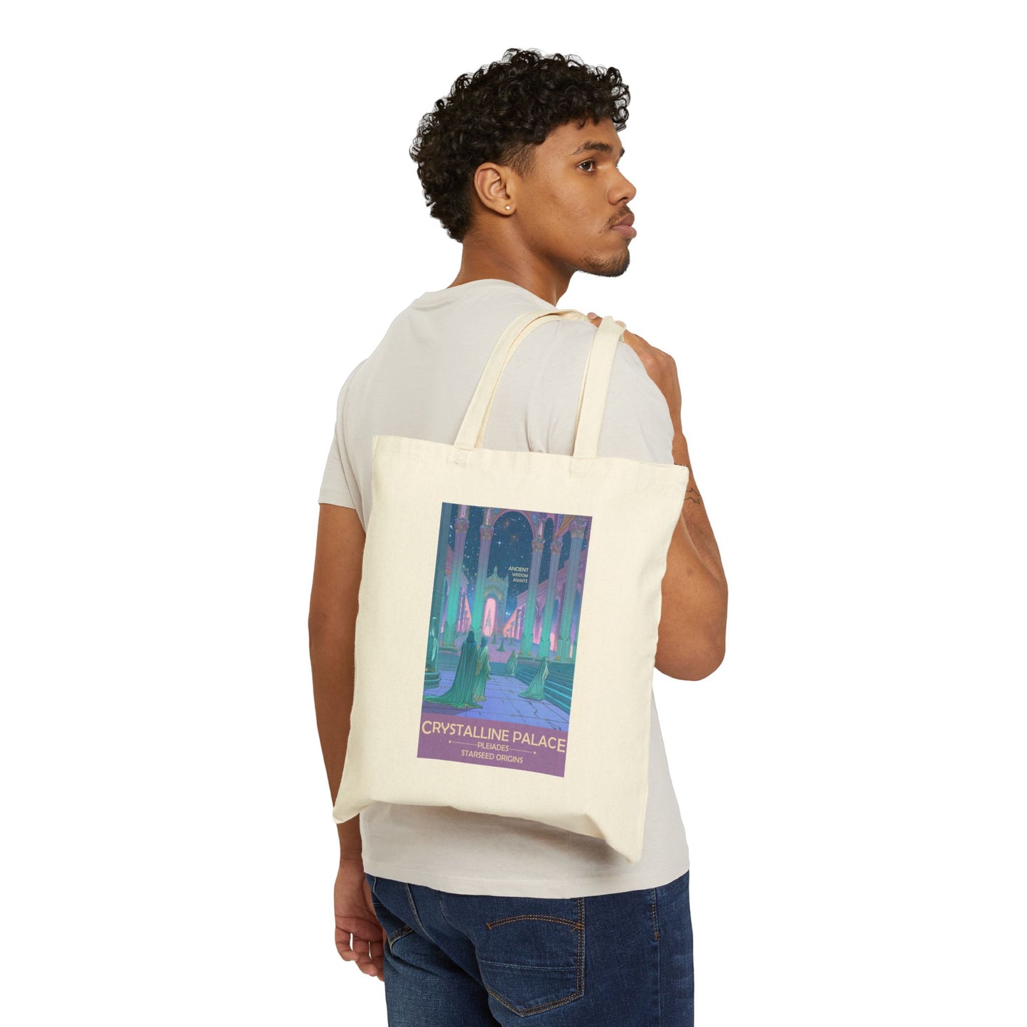 Pleiadian Starseed Crystalline Palace Tote | Reusable Cotton Canvas Tote