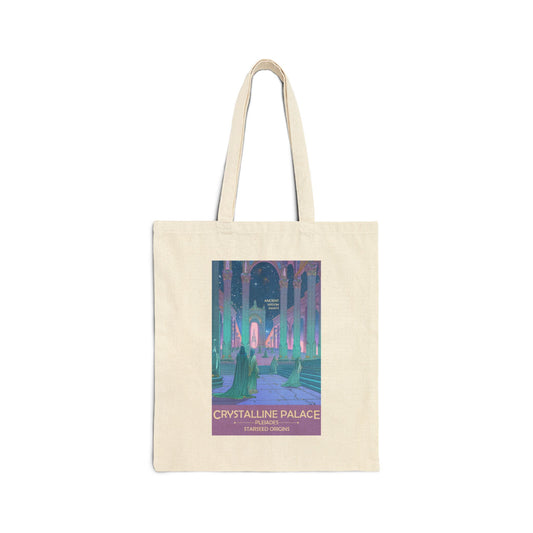 Pleiadian Starseed Crystalline Palace Tote | Reusable Cotton Canvas Tote