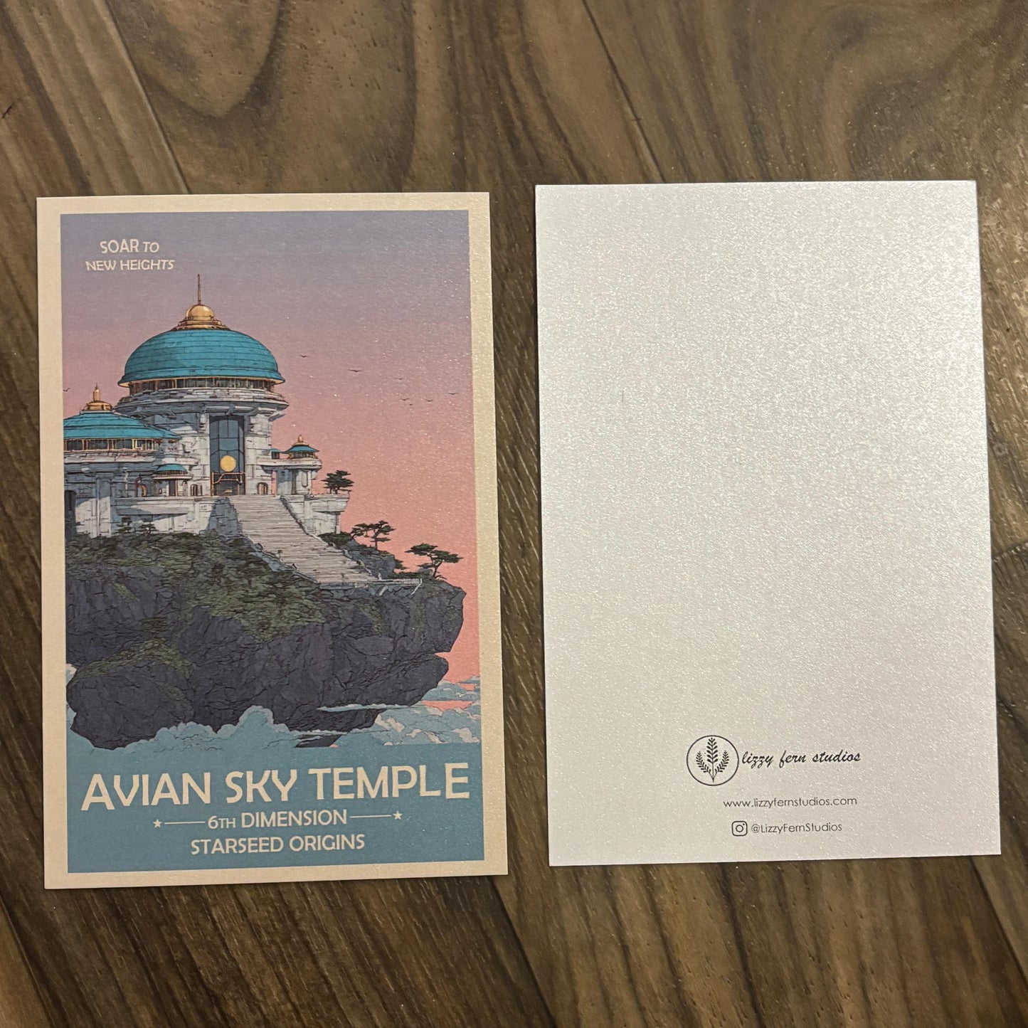 6th Dimension Avian Sky Temple Art Print | Retro Futuristic Space Poster