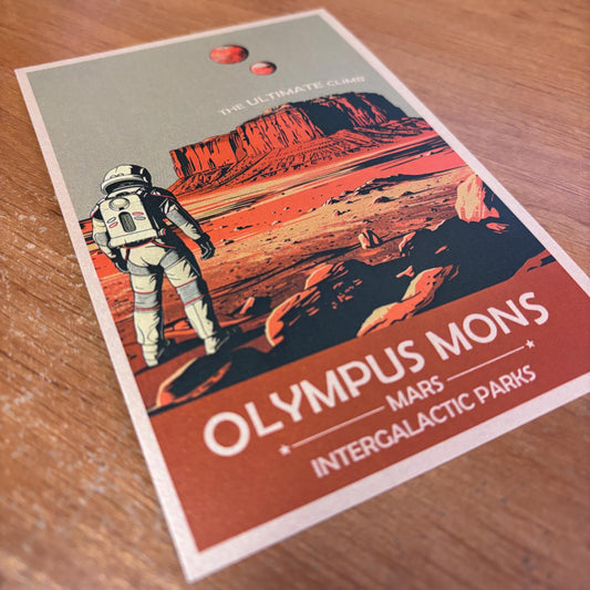 Olympus Mons of Mars Art Print | Collectible Retro Futuristic Space Wall Art | NASA Poster | Milky Way Galaxy | Sol Solar System