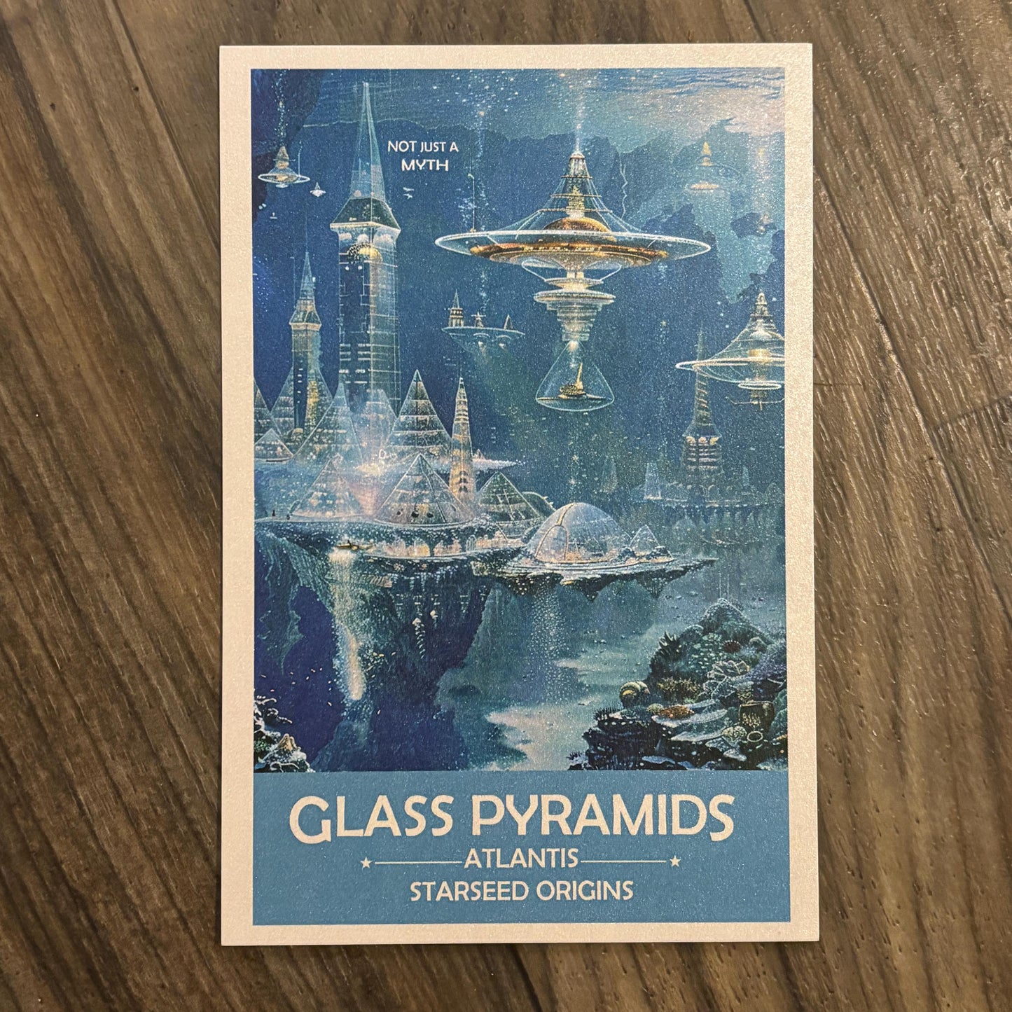 Atlantis Glass Pyramids Art Print | Retro Futuristic Space Poster
