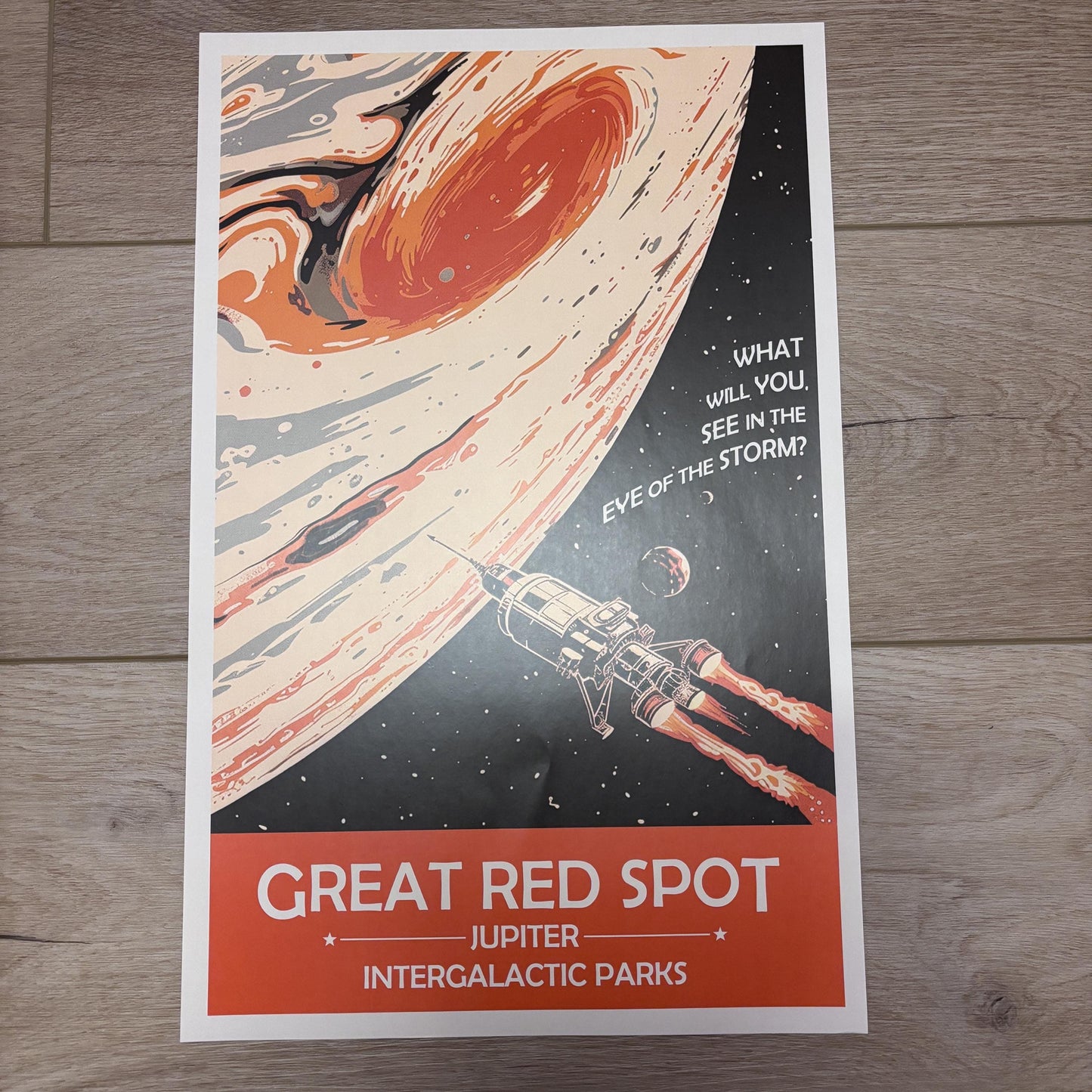 Great Red Spot of Jupiter Art Print | Collectible Retro Futuristic Space Wall Art | NASA Poster | Milky Way Galaxy | Sol Solar System