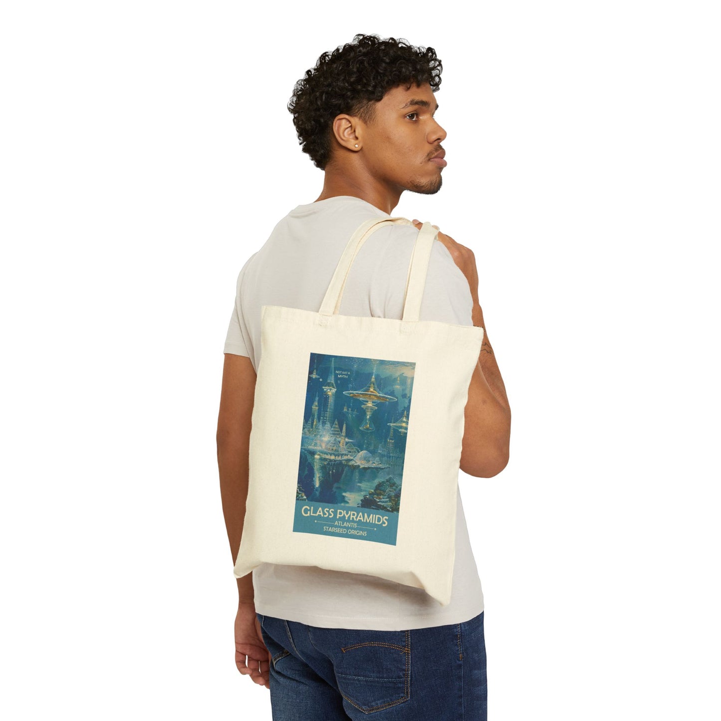 Atlantis Glass Pyramids Tote | Reusable Cotton Canvas Bag