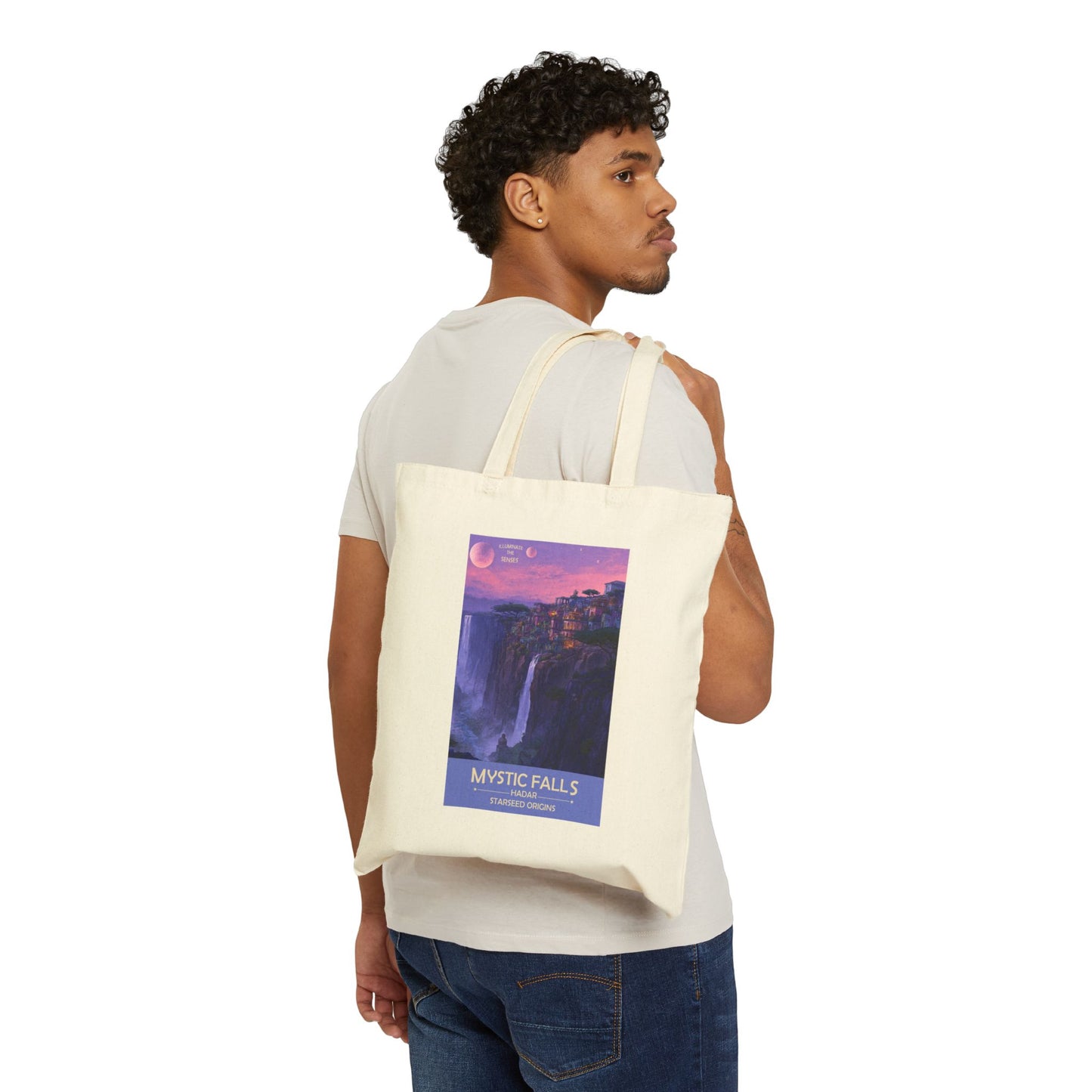 Hadarian Starseed Mystic Falls Tote | Reusable Cotton Canvas Bag