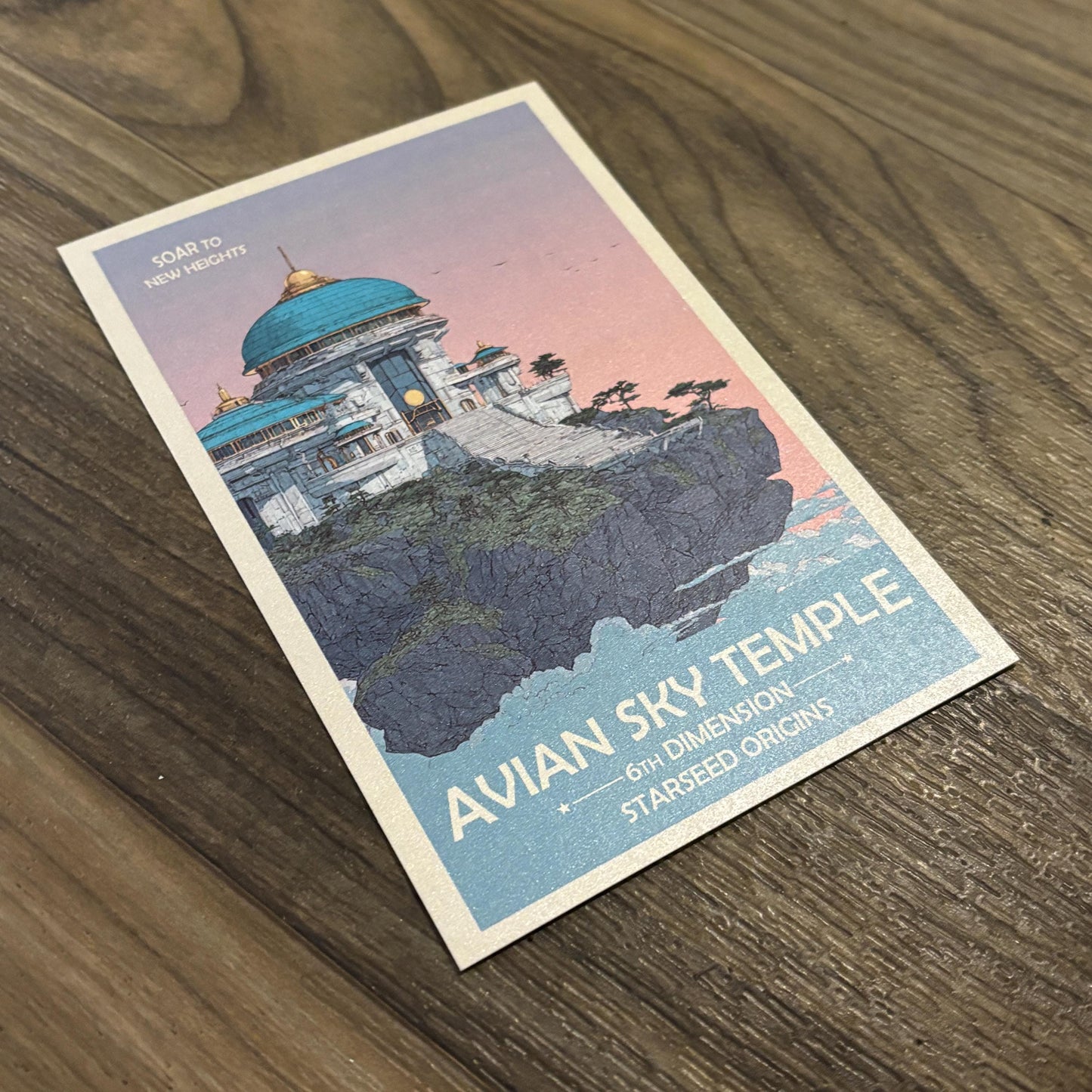 6th Dimension Avian Sky Temple Art Print | Retro Futuristic Space Poster