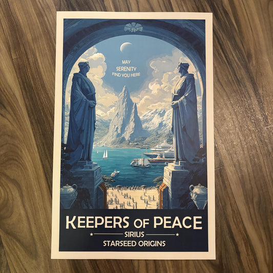 Sirian Starseed Keepers of Peace Art Print | Retro Futuristic Space Poster
