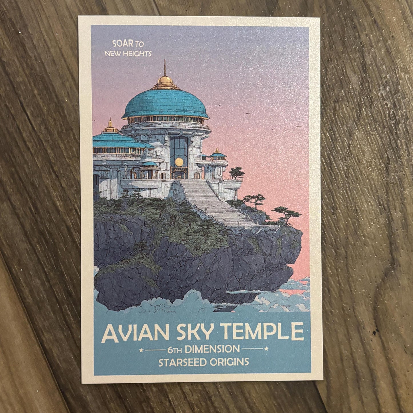 6th Dimension Avian Sky Temple Art Print | Retro Futuristic Space Poster