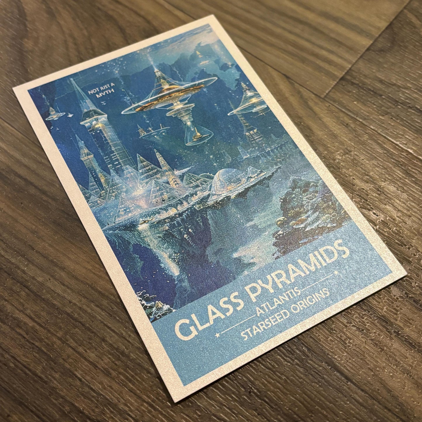 Atlantis Glass Pyramids Art Print | Retro Futuristic Space Poster