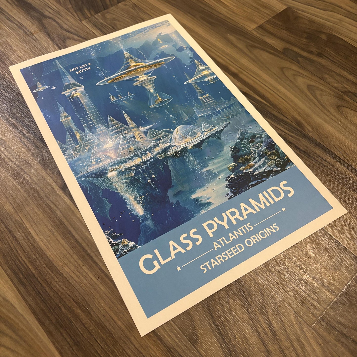 Atlantis Glass Pyramids Art Print | Retro Futuristic Space Poster