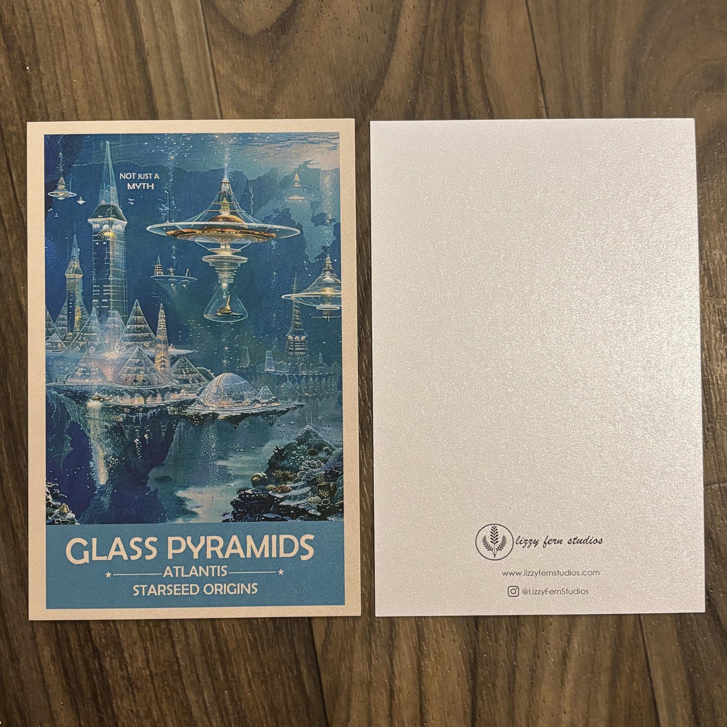 Atlantis Glass Pyramids Art Print | Retro Futuristic Space Poster