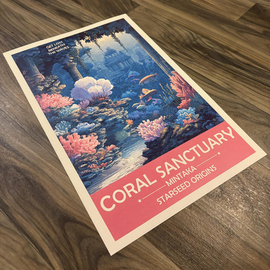 Mintakan Starseed Coral Sanctuary Art Print | Retro Futuristic Space Poster