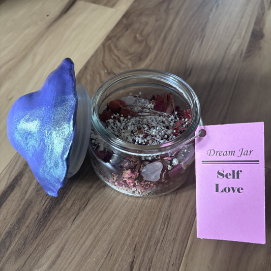 Self-Love Dream Jar with Mushroom Top | Premade Spell Jar | Wish Jar | Manifest Love and Compassion | Heal Emotional Trauma | Attract Healthy Relationships