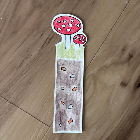 Amanita Mushroom Bookmark | Handmade | Handpainted | Ink & Watercolor | Diecut