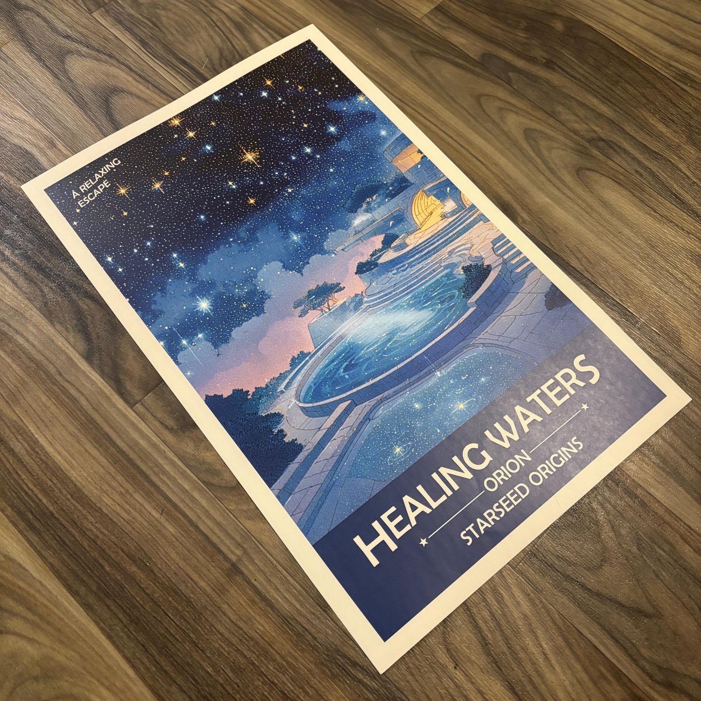 Orion Starseed Healing Waters Art Print | Retro Futuristic Space Poster