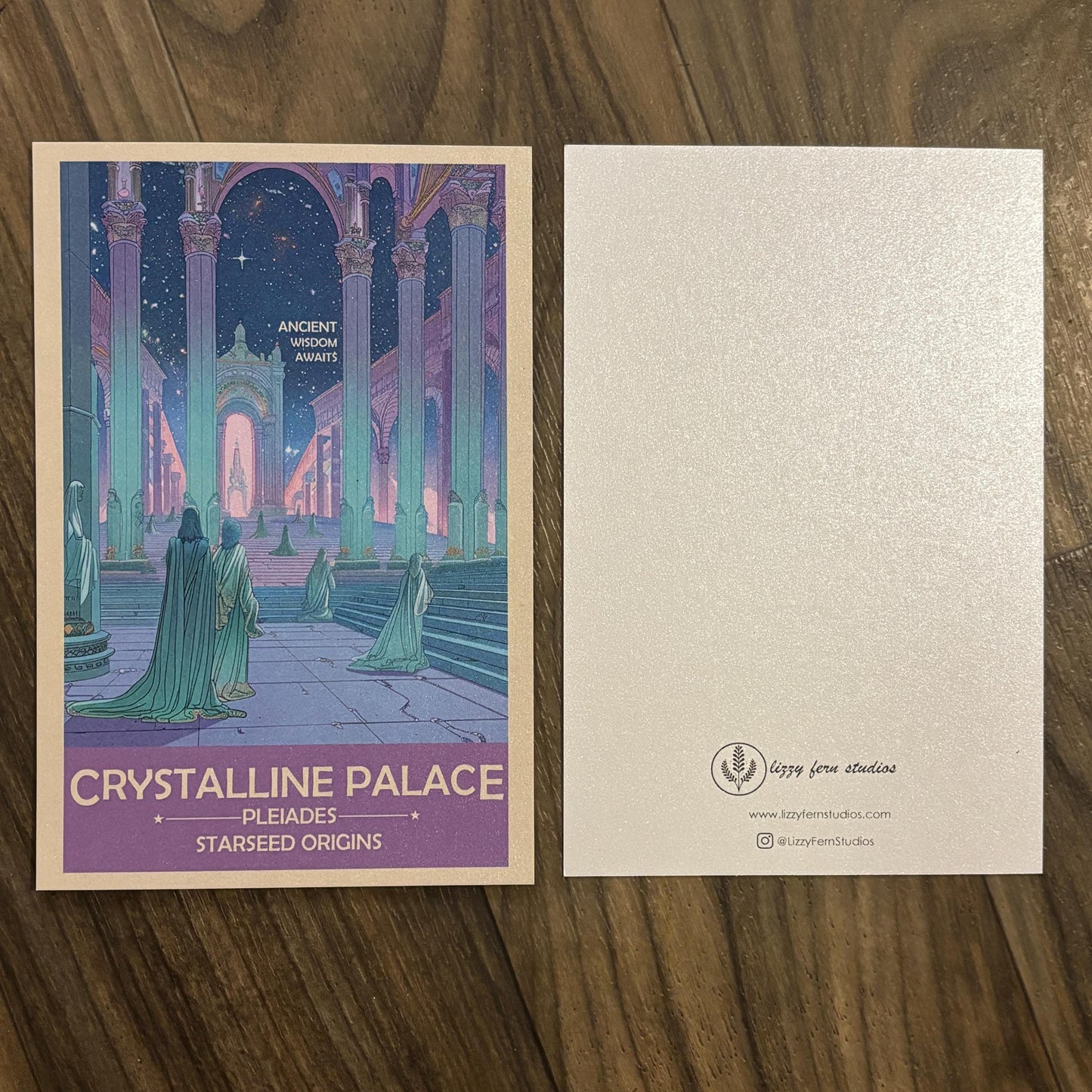 Pleiadian Starseed Crystalline Palace Art Print | Retro Futuristic Space Poster