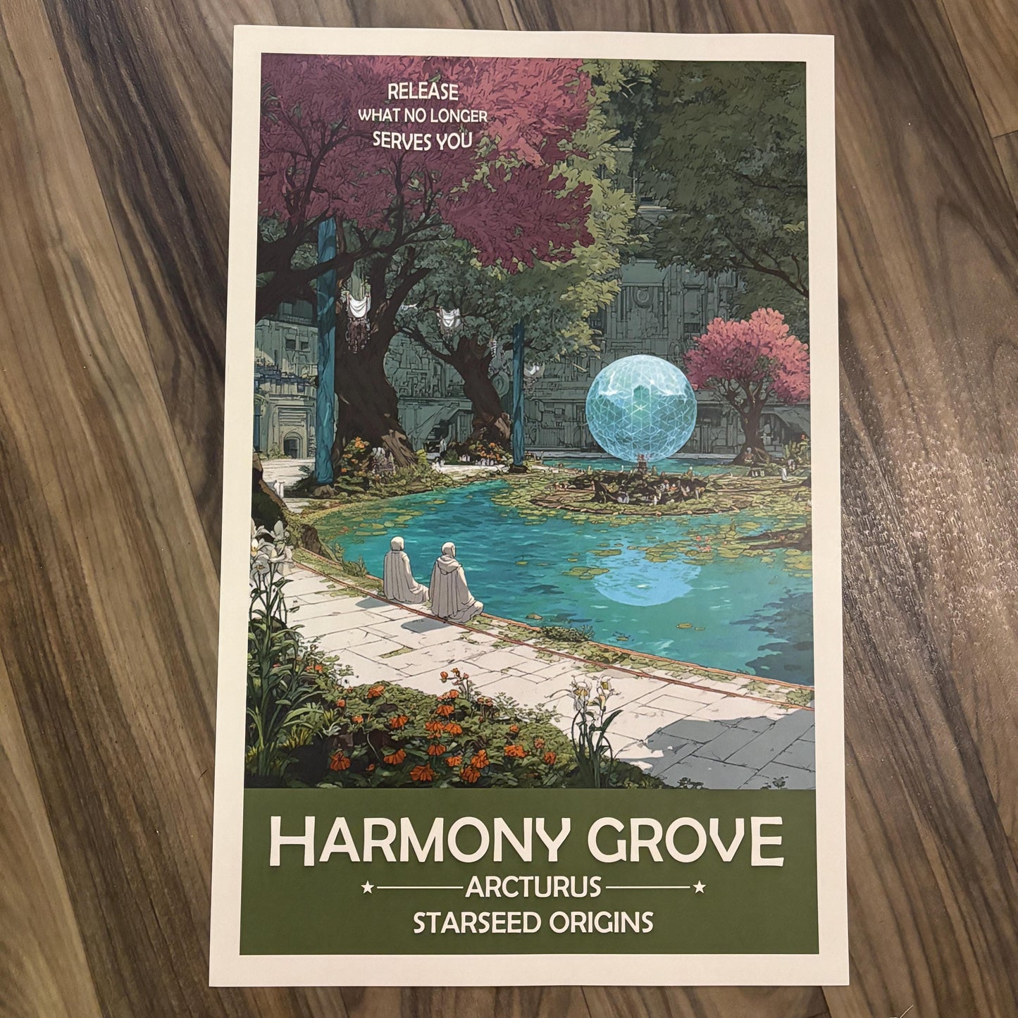 Arcturian Starseed Harmony Grove Art Print | Retro Futuristic Space Poster