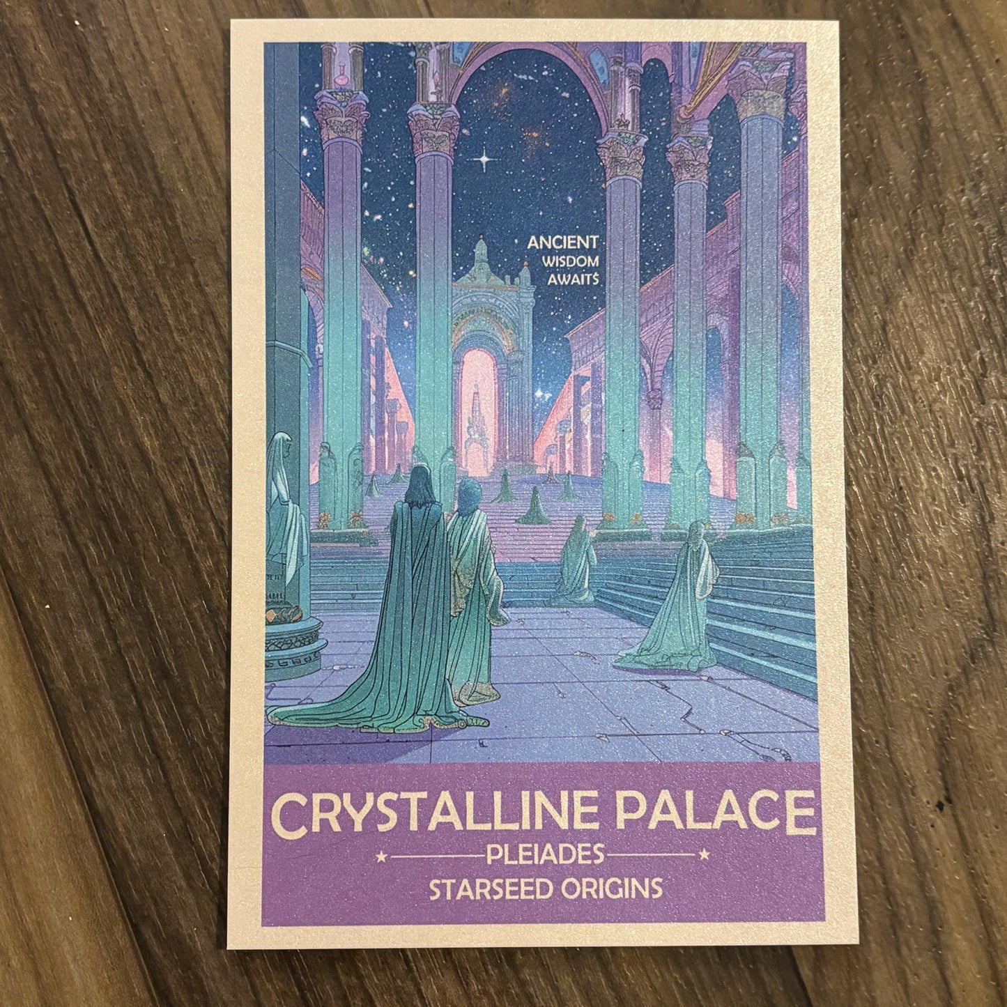 Pleiadian Starseed Crystalline Palace Art Print | Retro Futuristic Space Poster