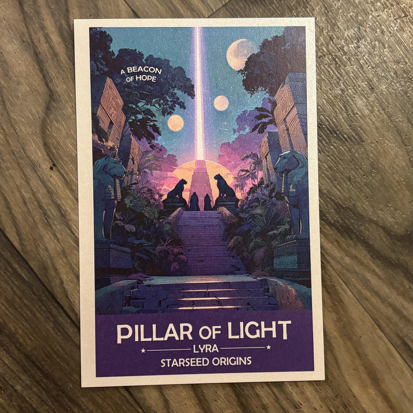 Lyran Starseed Pillar of Light Art Print | Retro Futuristic Space Poster