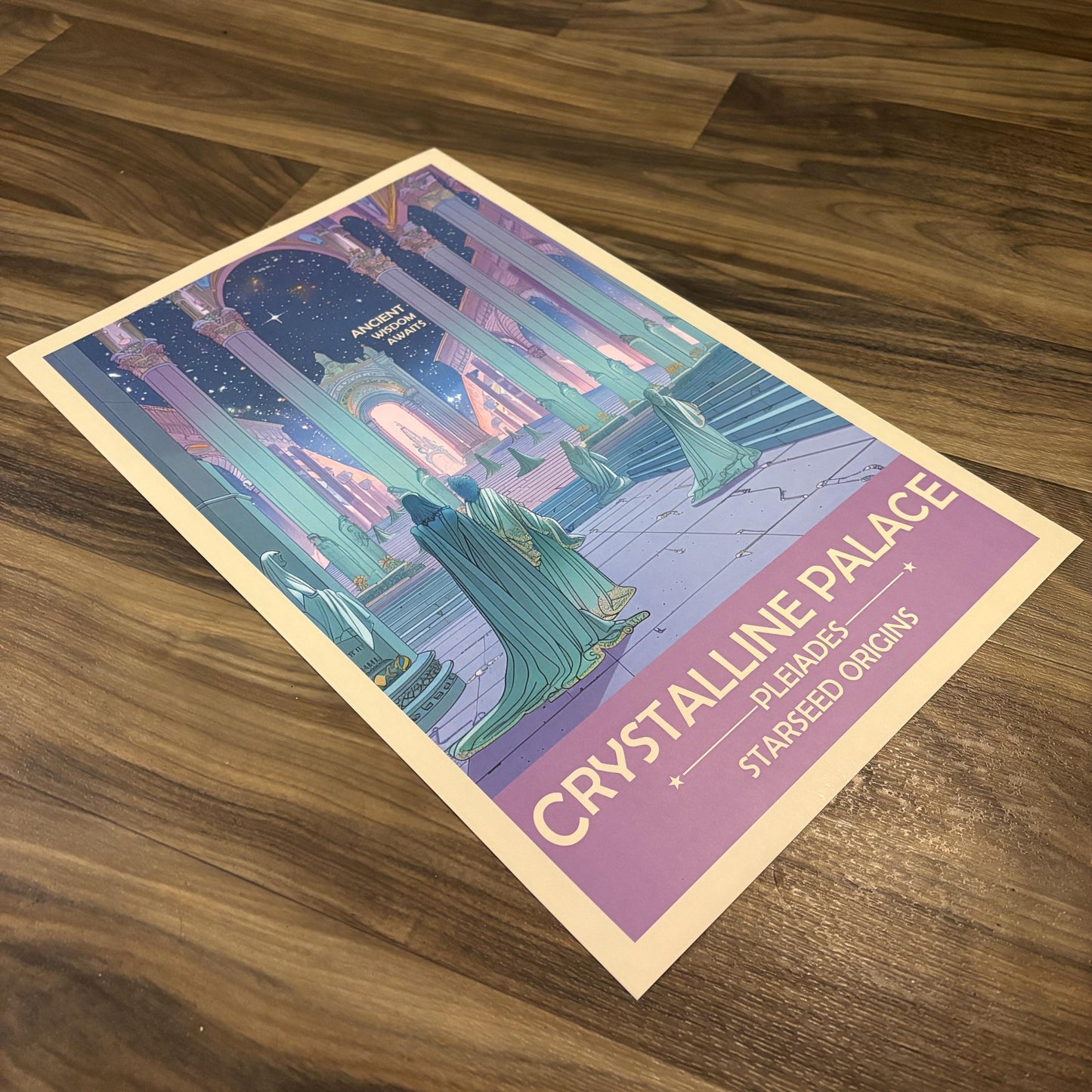 Pleiadian Starseed Crystalline Palace Art Print | Retro Futuristic Space Poster