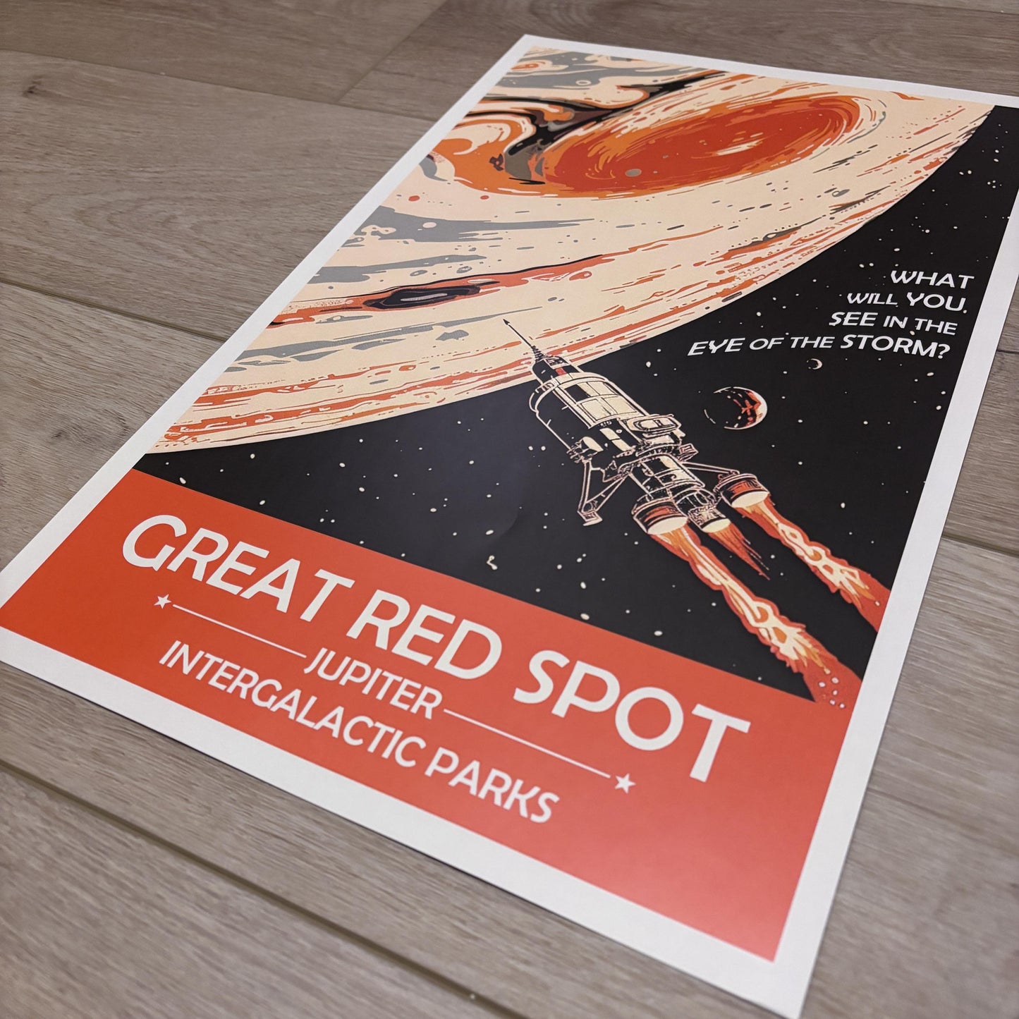 Great Red Spot of Jupiter Art Print | Collectible Retro Futuristic Space Wall Art | NASA Poster | Milky Way Galaxy | Sol Solar System