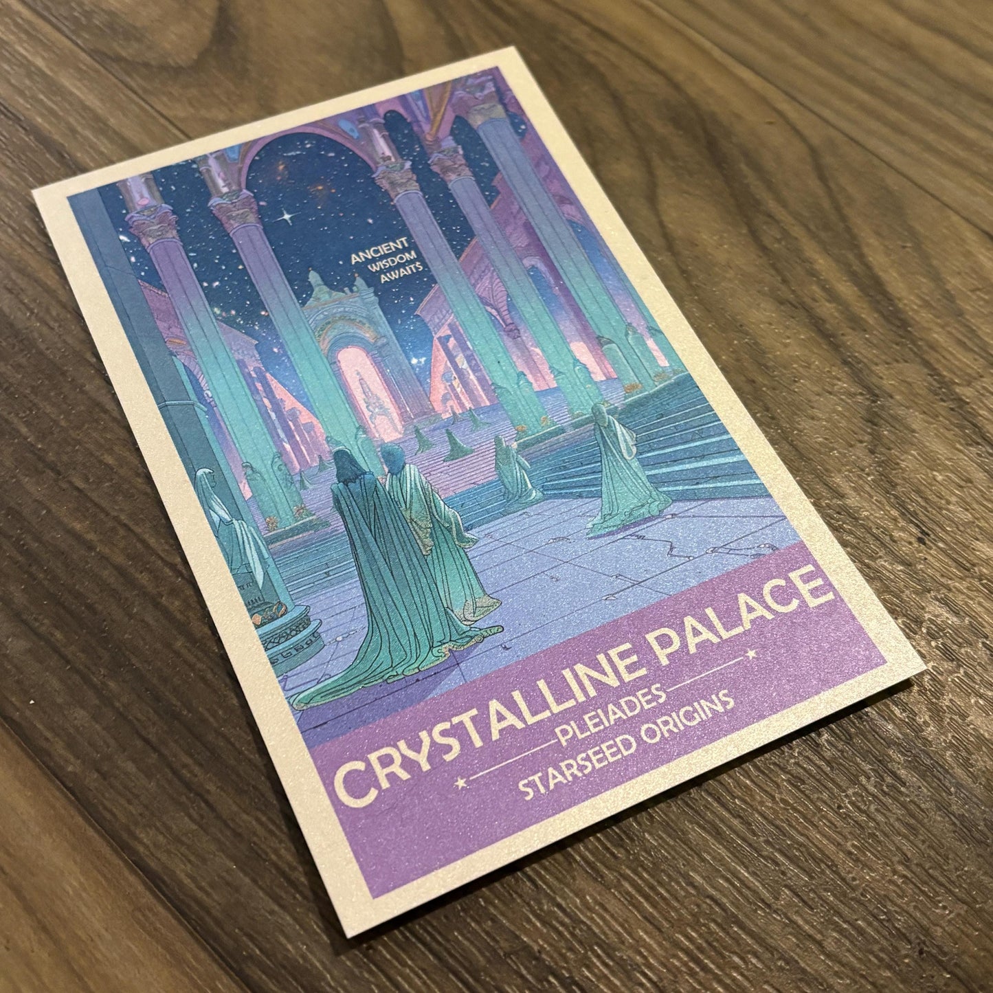 Pleiadian Starseed Crystalline Palace Art Print | Retro Futuristic Space Poster
