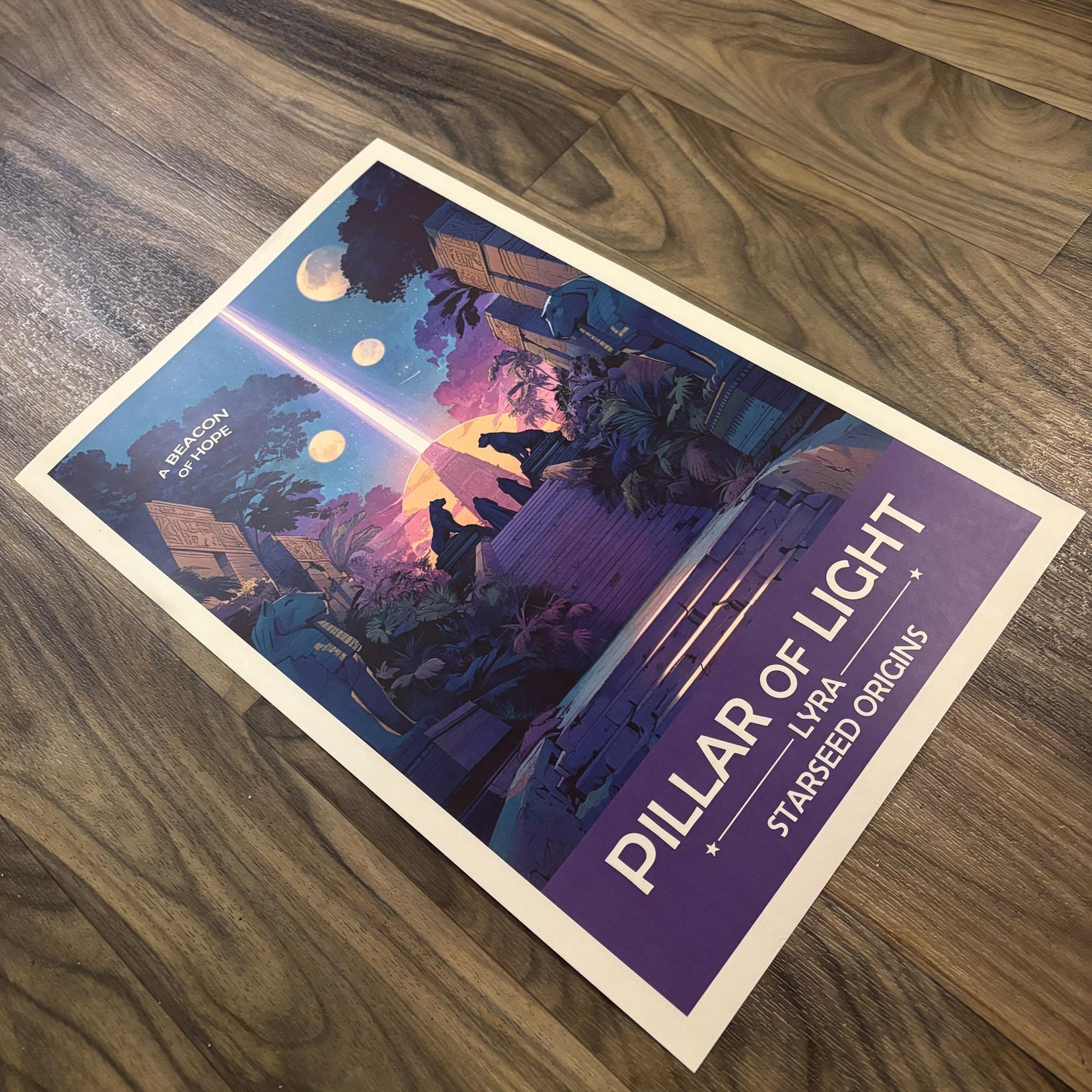 Lyran Starseed Pillar of Light Art Print | Retro Futuristic Space Poster