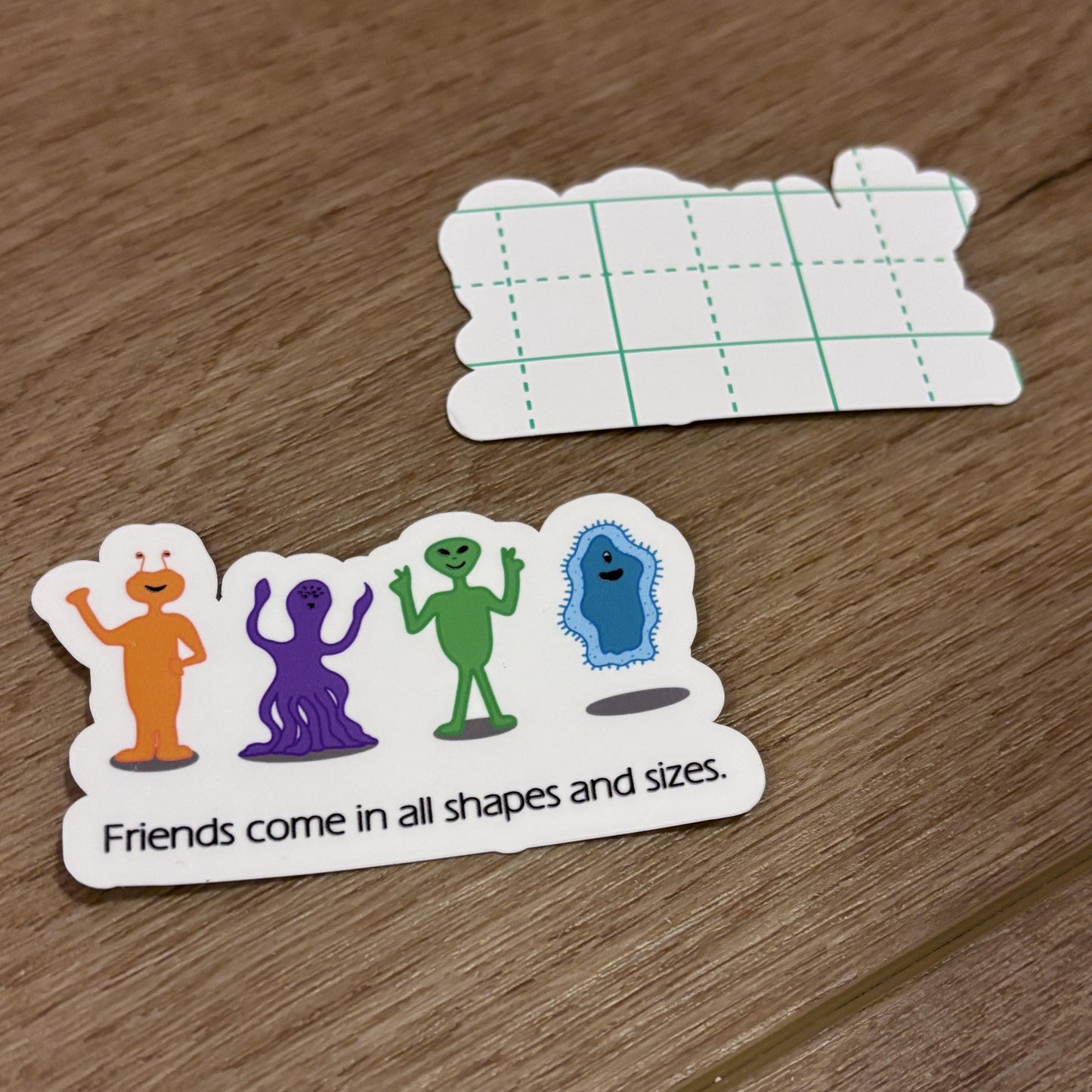 Friends Come in All Shapes and Sizes Sticker | Waterproof Sticker for Laptop, Waterbottle, Notebook | Alien Buddies | Space Themed | BFF